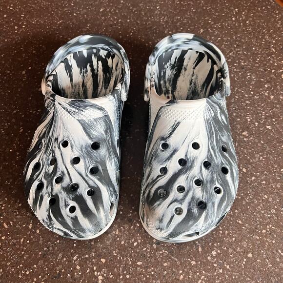 Crocs Classic Clog  tie dye black and white size Mens 8 Womens 10 - Picture 1 of 6